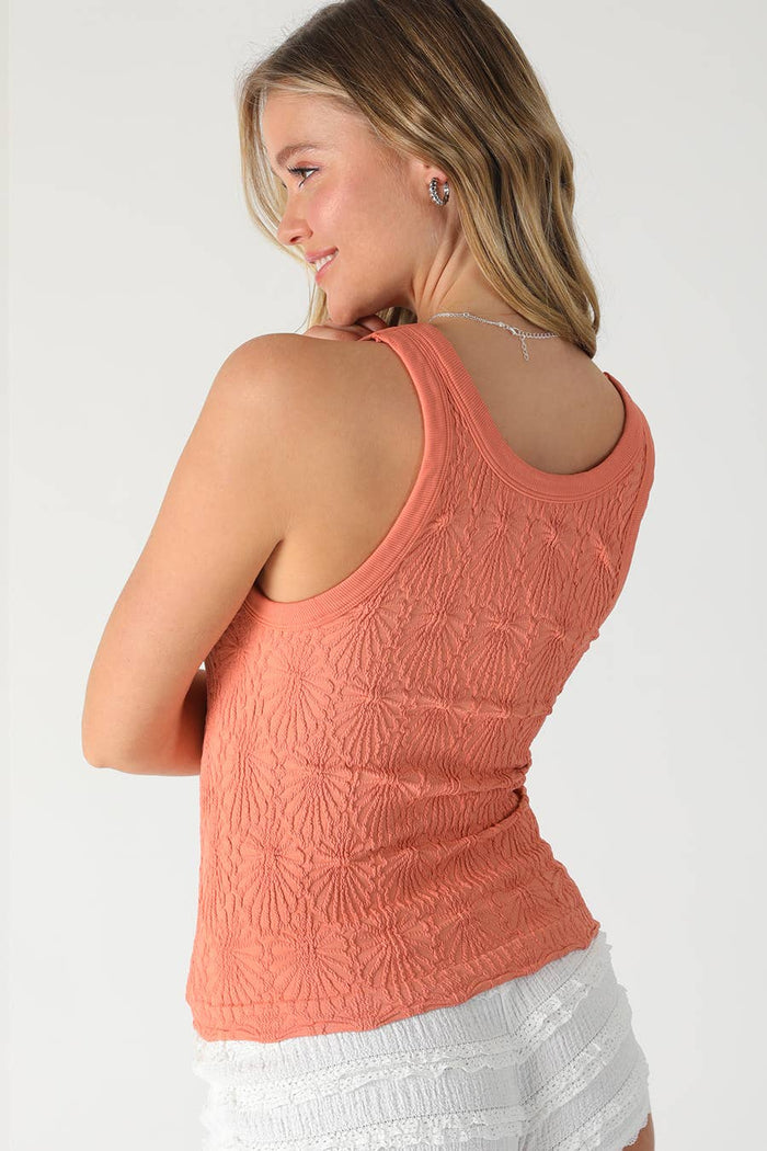 NS8458 - Reversible Lace Textured Tank Top: 2251 Crown Blue