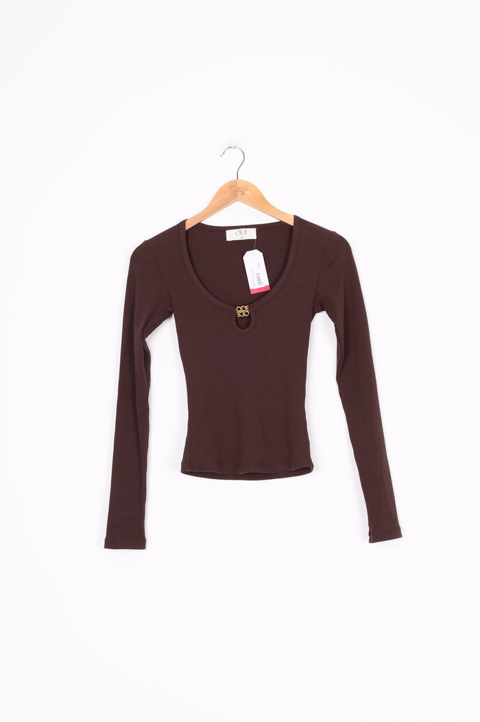 Ode Womens Brown Top Size XS