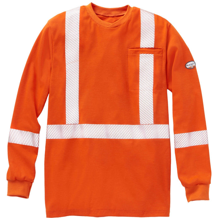 Orange Long Sleeve Shirt 2'' Segmented Silver Reflective Tape FR0310OH