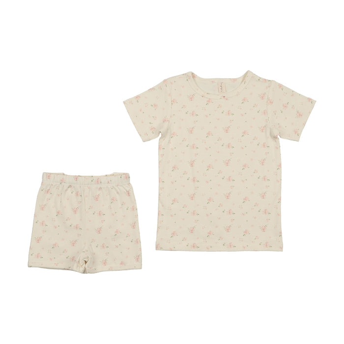Patterned Fruit Shorts Sleeve-Strap Lounge Set