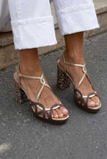 Penne - Glitter Gold Chunky Slingback Open-Toe Sandals