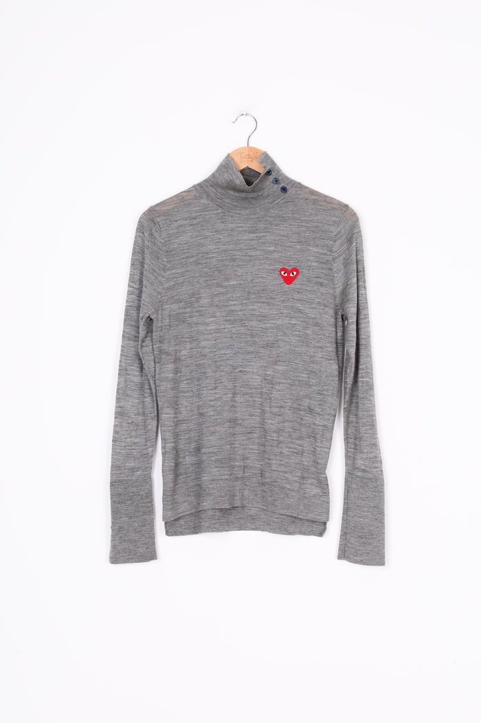 PLAY Comme Des Garcons Womens Grey Top Size M