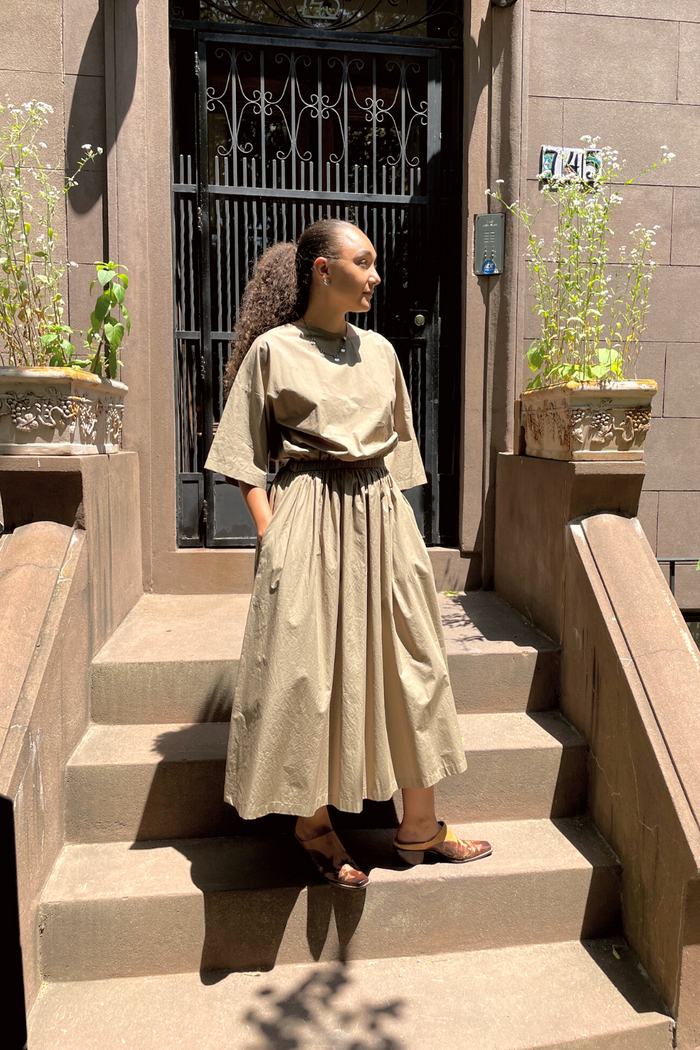 Pleated Dress, Clay