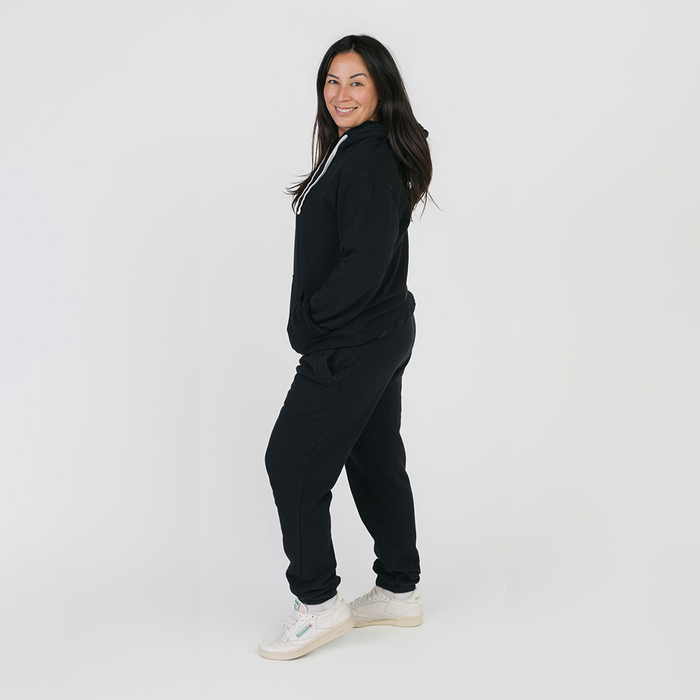 Plush Joggers - 100% GOTS Certified Organic Cotton Adult Sweatpants - Black - Teens and Adults - Made in Canada - mini mioche