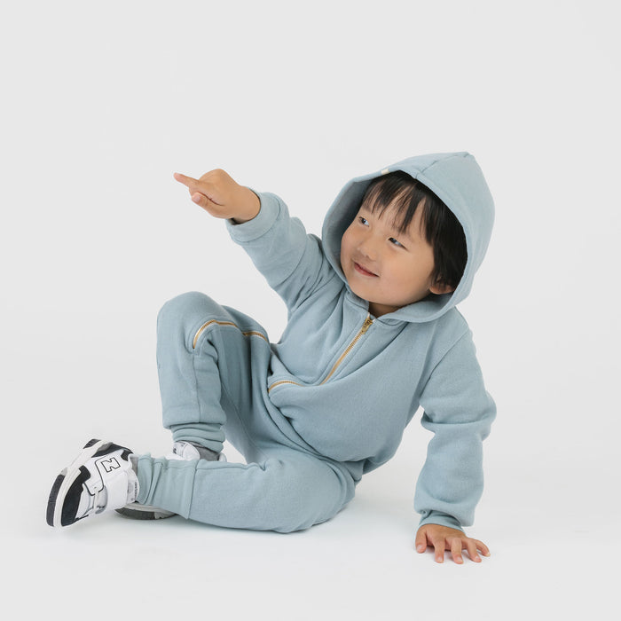 Plush Biker Romper - 100% Organic Cotton Baby and Kids Rompers - Sky - Made in Canada - Babies Toddlers and Kids - mini mioche