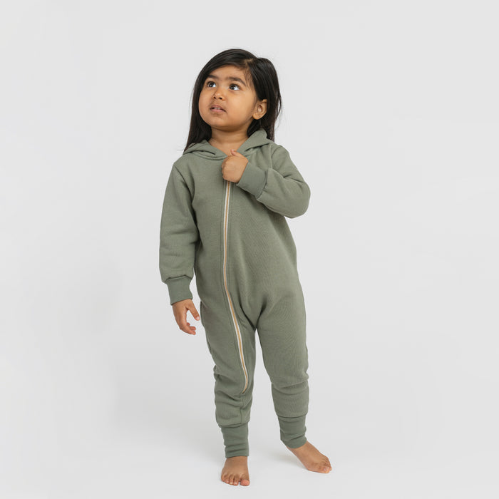 Plush Biker Romper - 100% Organic Cotton Baby and Kids Rompers - Thyme - Made in Canada - Babies Toddlers and Kids - mini mioche