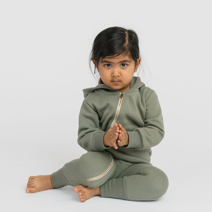 Plush Biker Romper - 100% Organic Cotton Baby and Kids Rompers - Thyme - Made in Canada - Babies Toddlers and Kids - mini mioche