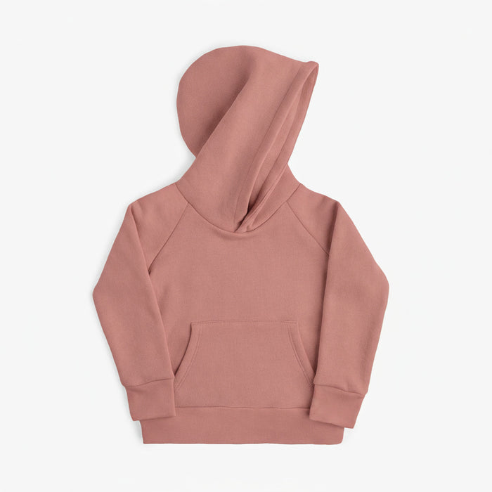Plush Kanga Hoodie - 100% GOTS Certified Organic Cotton Fleece Hoodies - Clay - Toddlers Kids Tweens and Teens - Made in Canada - mini mioche