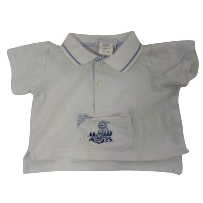 Polo Shirt: White & Blue