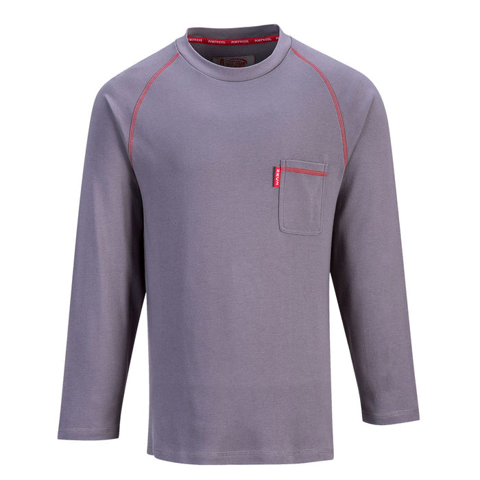 PORTWEST Crew Gray Long Sleeve FR T Shirt FR01
