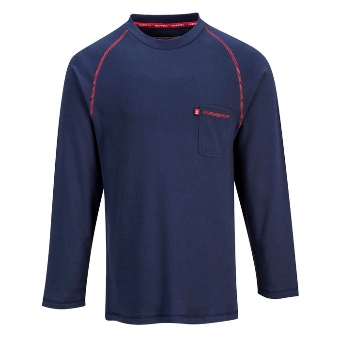 PORTWEST Crew Navy Long Sleeve FR T Shirt FR01NV