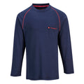 PORTWEST Crew Navy Long Sleeve FR T Shirt FR01NV