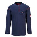 PORTWEST Navy Long Sleeve FR Henley T Shirt FR02NV