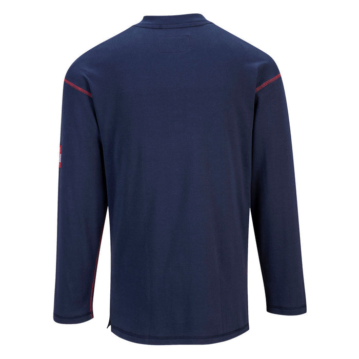 PORTWEST Navy Long Sleeve FR Henley T Shirt FR02NV