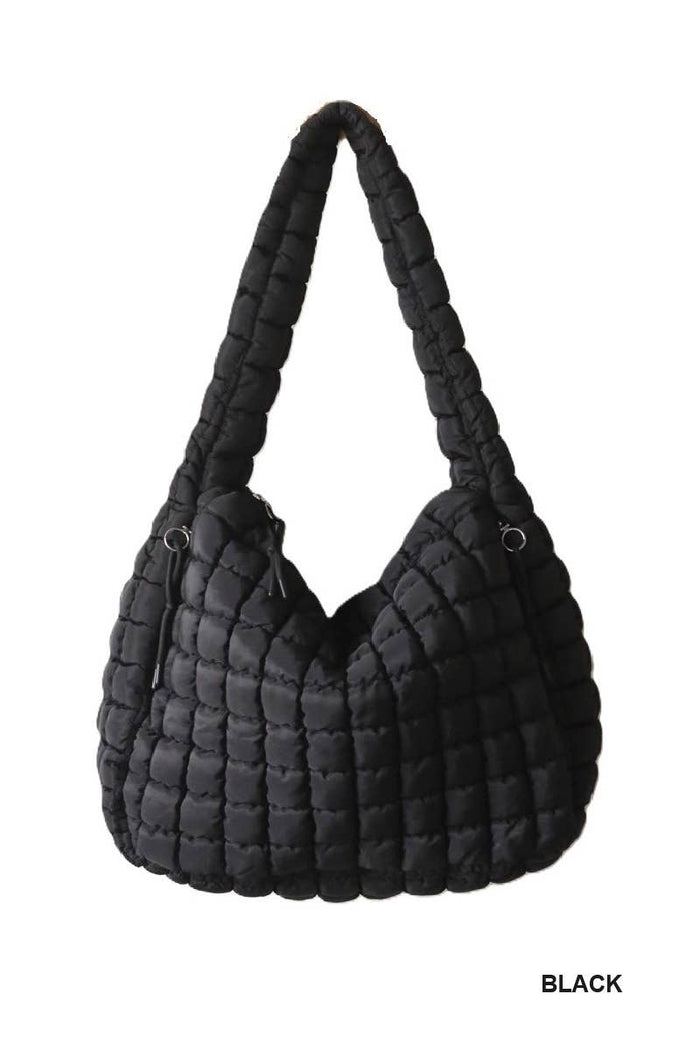 Premium Oversized Quilted Carryall Crossbody Bag: BLACK / 1 (ONE SIZE)