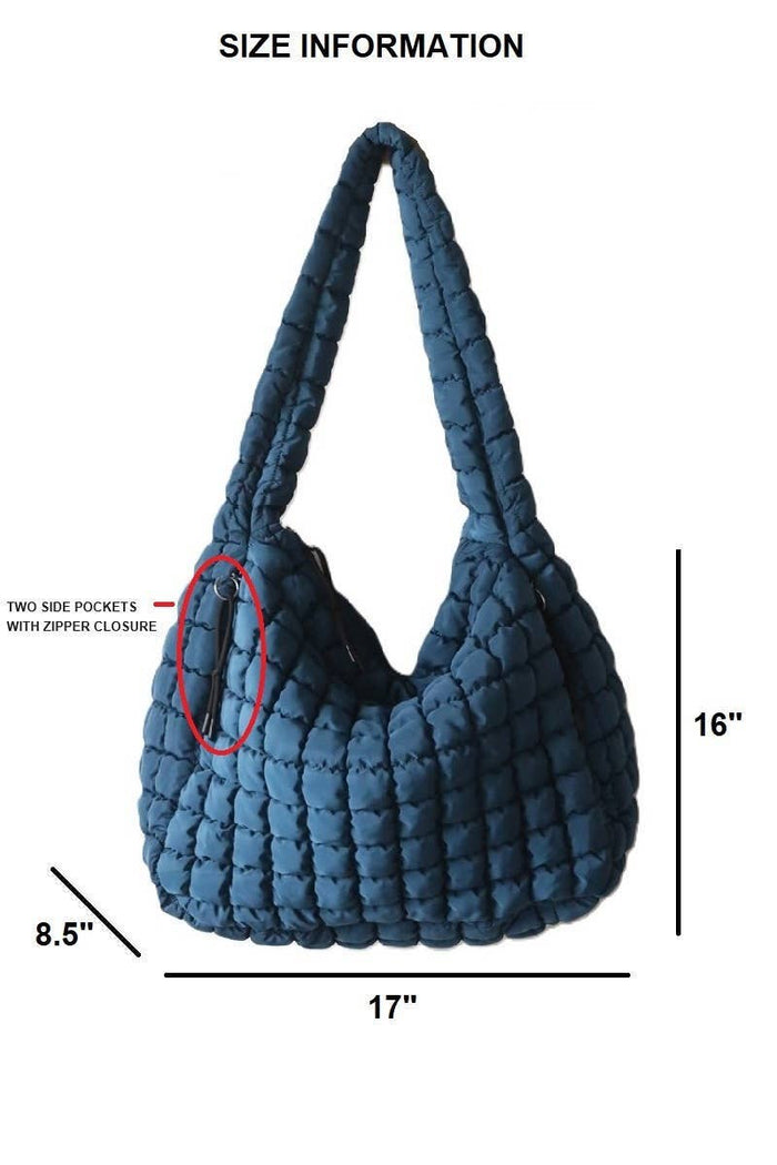 Premium Oversized Quilted Carryall Crossbody Bag: BLACK / 1 (ONE SIZE)