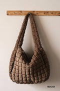 Premium Oversized Quilted Carryall Crossbody Bag: MOCHA / 1 (ONE SIZE)