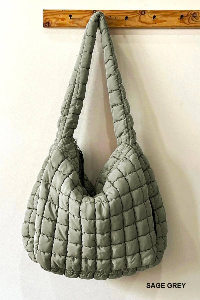 Premium Oversized Quilted Carryall Crossbody Bag: MOCHA / 1 (ONE SIZE)