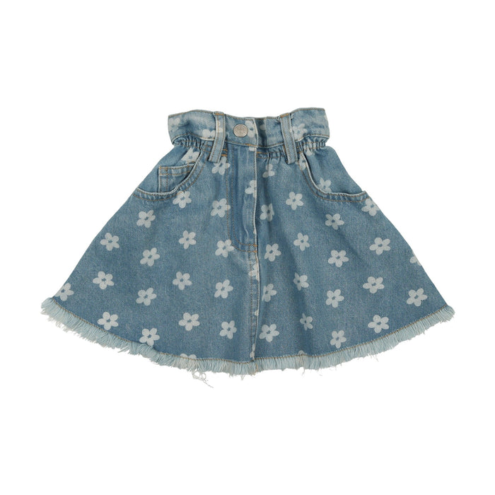 Printed Denim  Floral Flare Skirt *see note