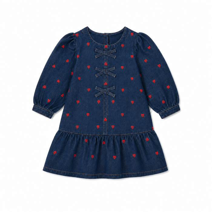 Printed Heart Denim Dress