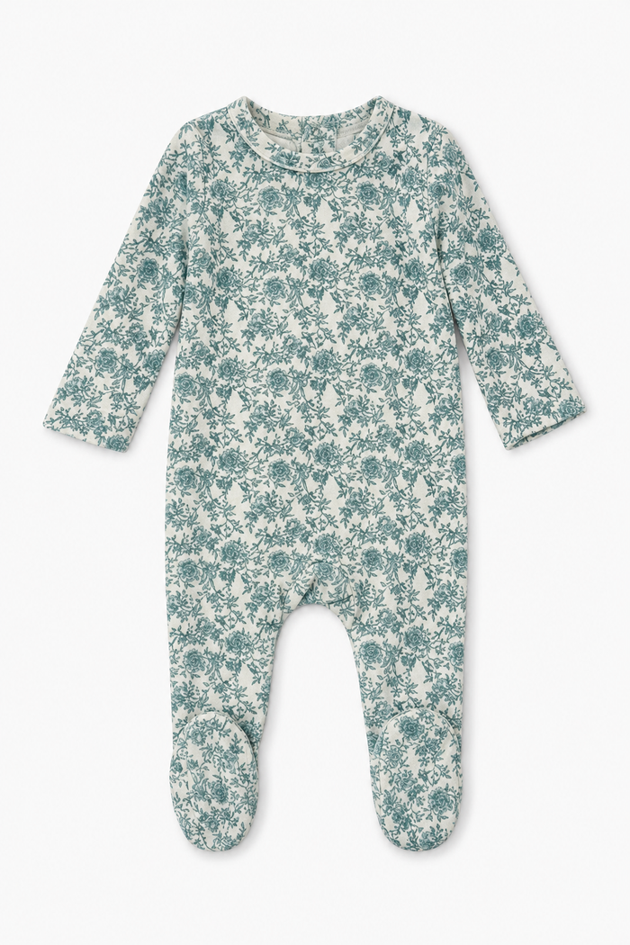 Printed Velour Floral Footie