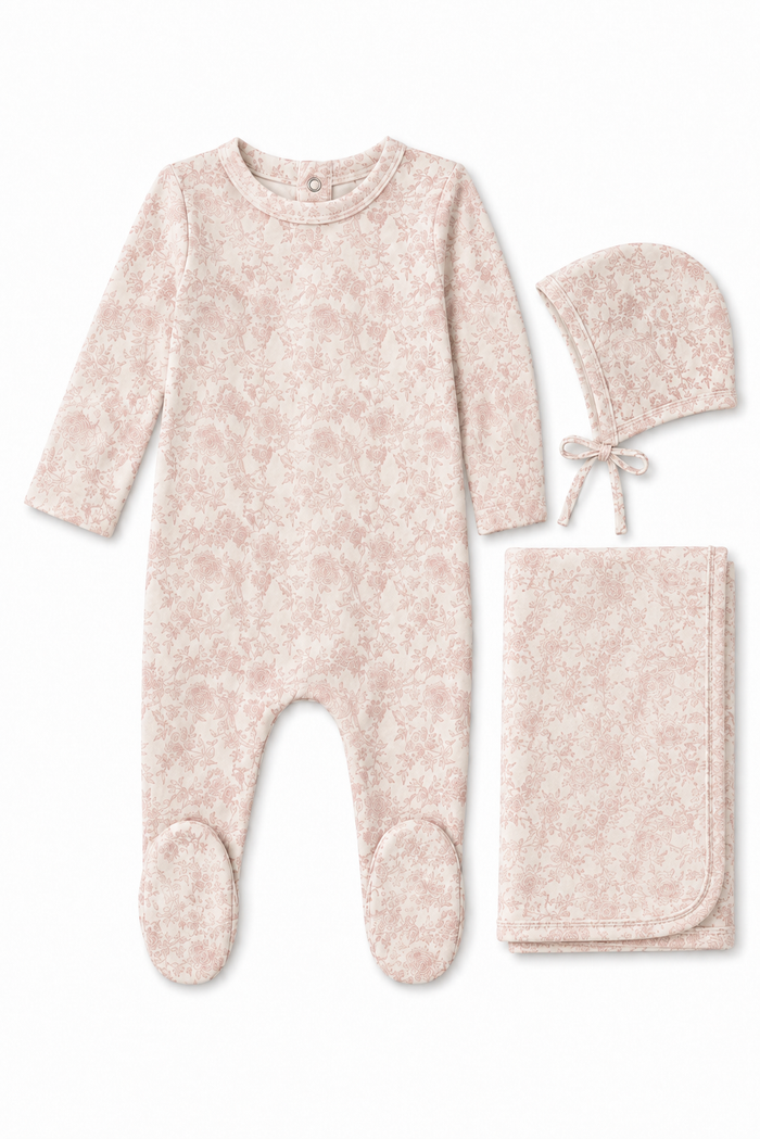 Printed Velour Floral Layette Set