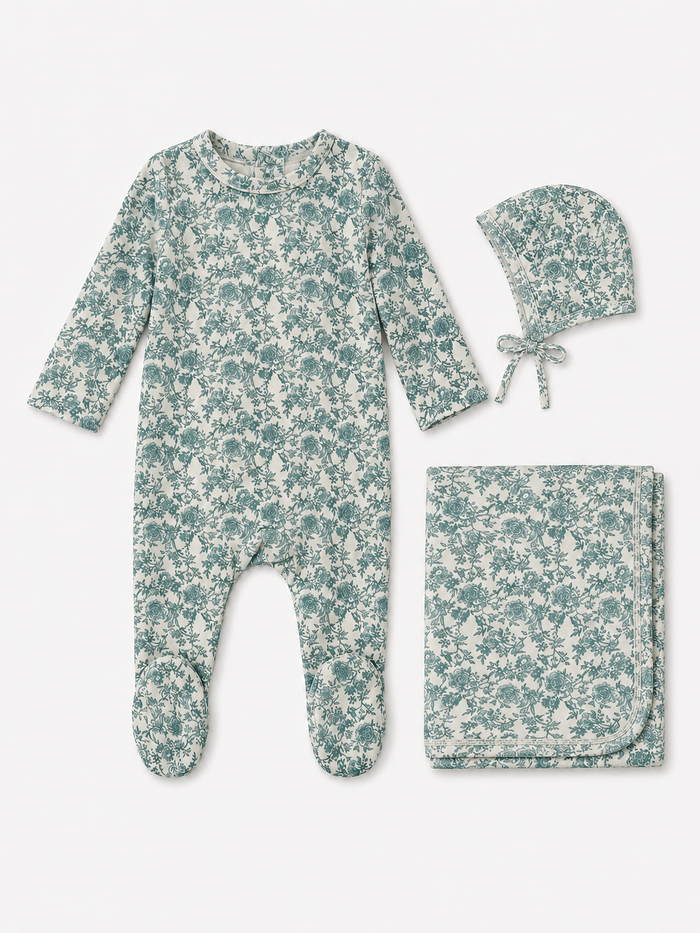 Printed Velour Floral Layette Set