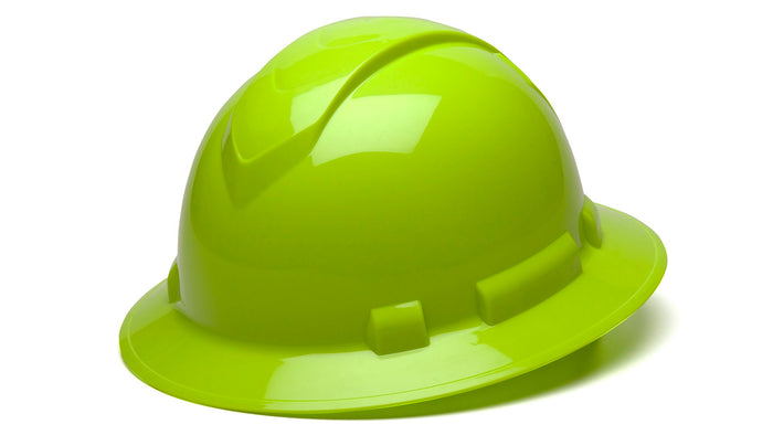 Pyramex Hi Vis Lime Ridgeline Full Brim 4 Pt Ratchet Suspension HP54131