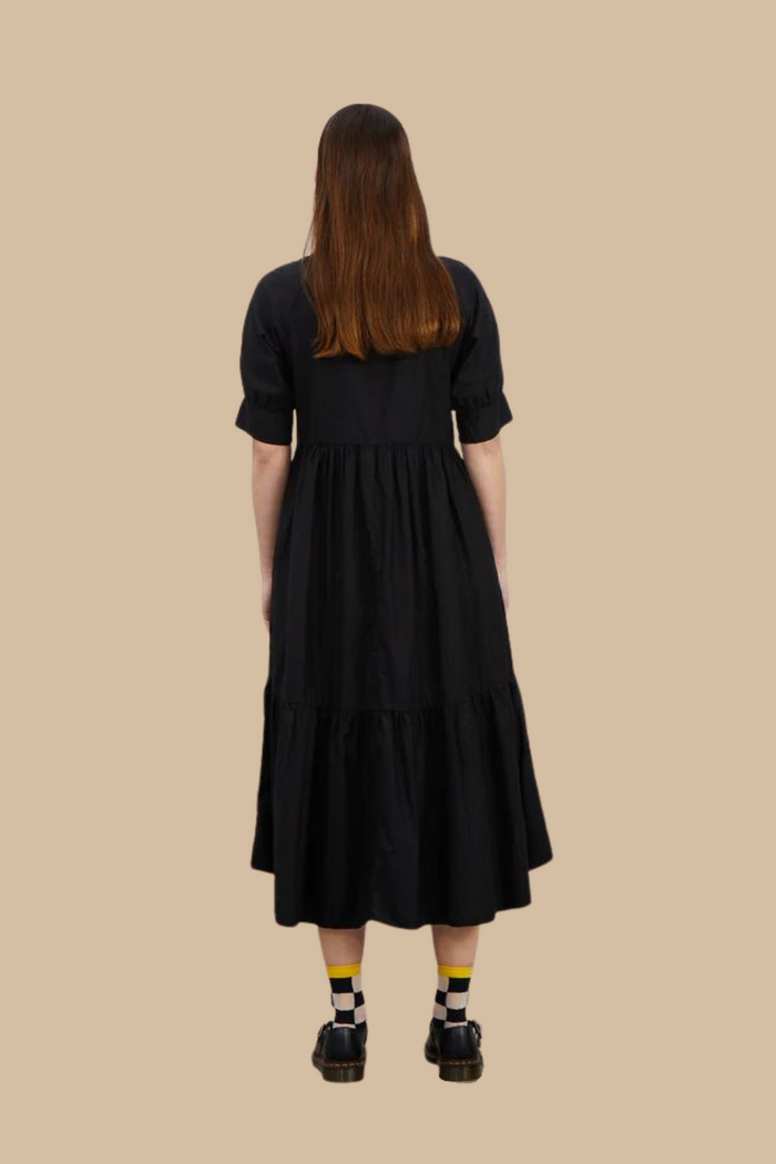 Raglan Tiered Dress Black