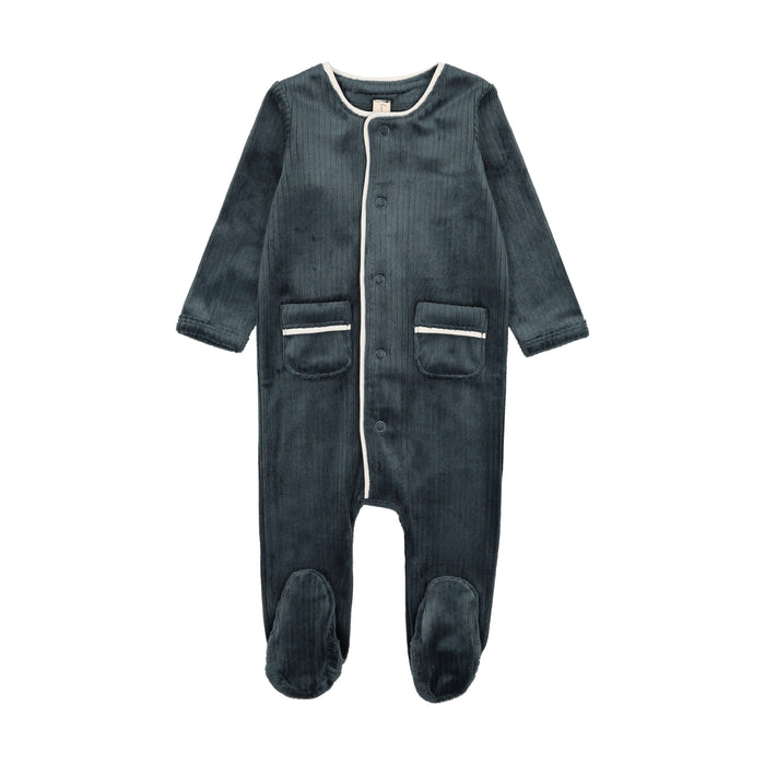 Ribbed Velour Piping Footie