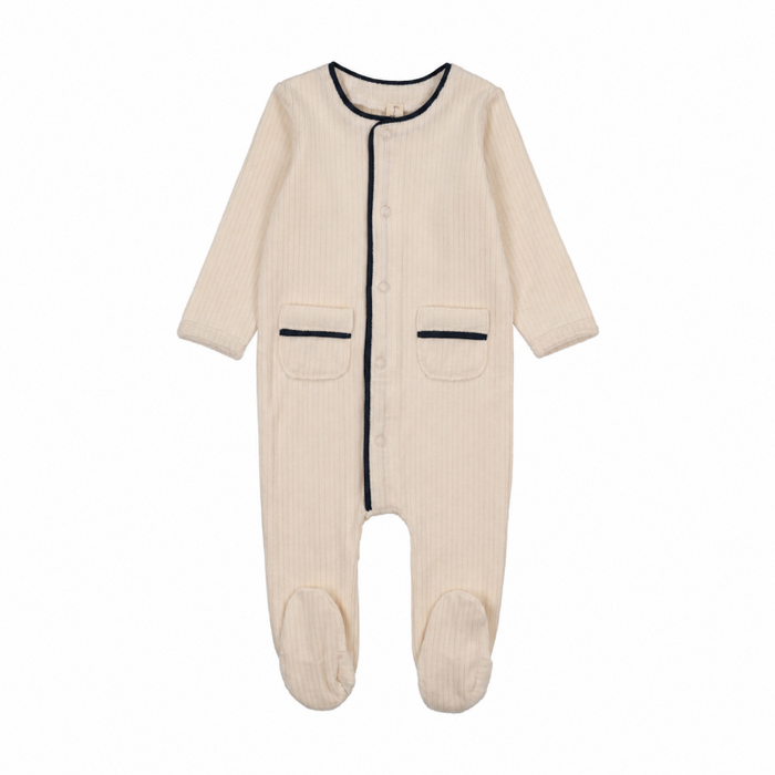 Ribbed Velour Piping Footie