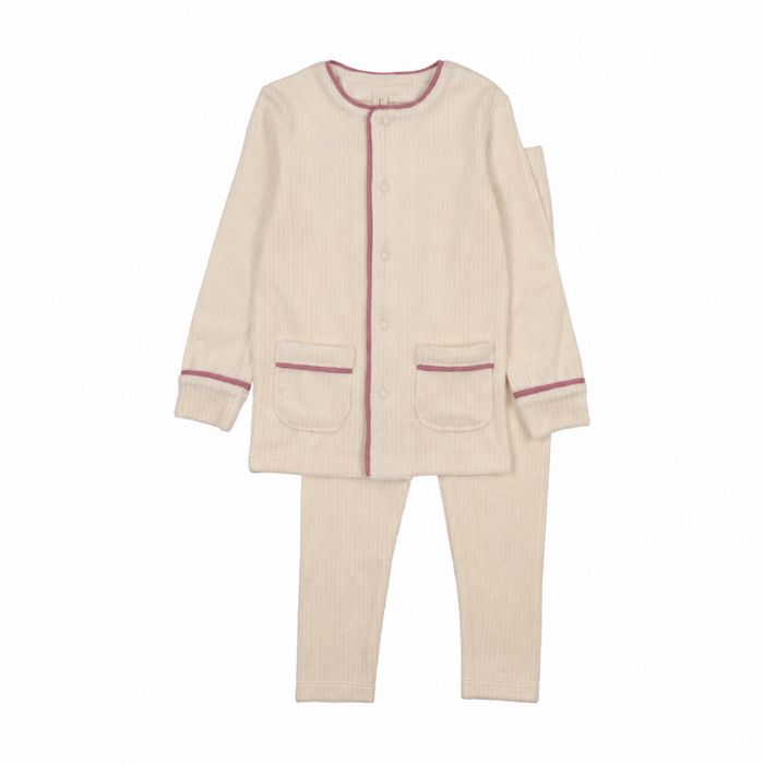 Ribbed Velour Piping Pajamas