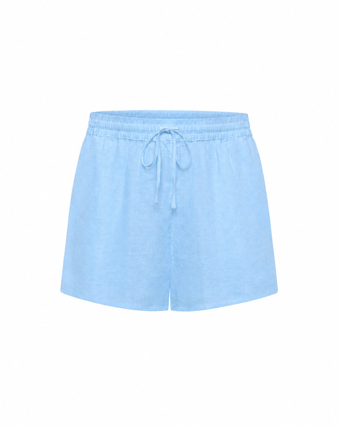 LSPACE Rio Short in sky blue, off-model flat lay on white background.