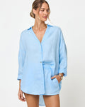 Sky Blue | Badge:New Arrival_#B2AC88_#ffffff'
LSPACE Rio tunic and short in Sky Blue, three-quarter view on model.