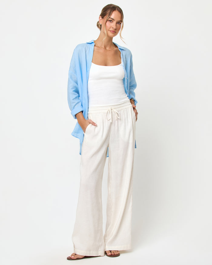 LSPACE Rio tunic in Sky Blue, front view on model.