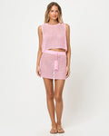 Rosewater | Badge:New Arrival_#B2AC88_#ffffff'
LSPACE Sander Top and Skirt in Rosewater, front view on model.