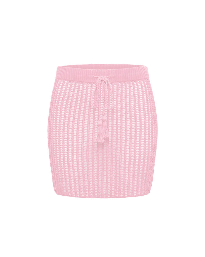 LSPACE Sander Skirt in Rosewater, off-model flat lay.