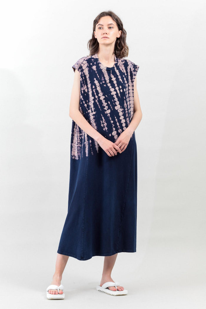 Santa Ana Dress in Navy and Pink Tie Dye