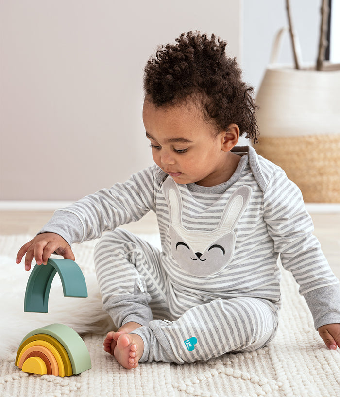 Self-Soothing Footless Romper Cotton Grey Stevie The Bunny™