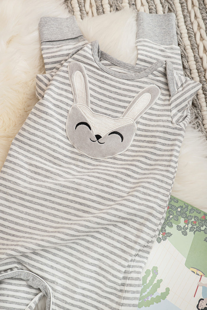 Self-Soothing Footless Romper Cotton Grey Stevie The Bunny™