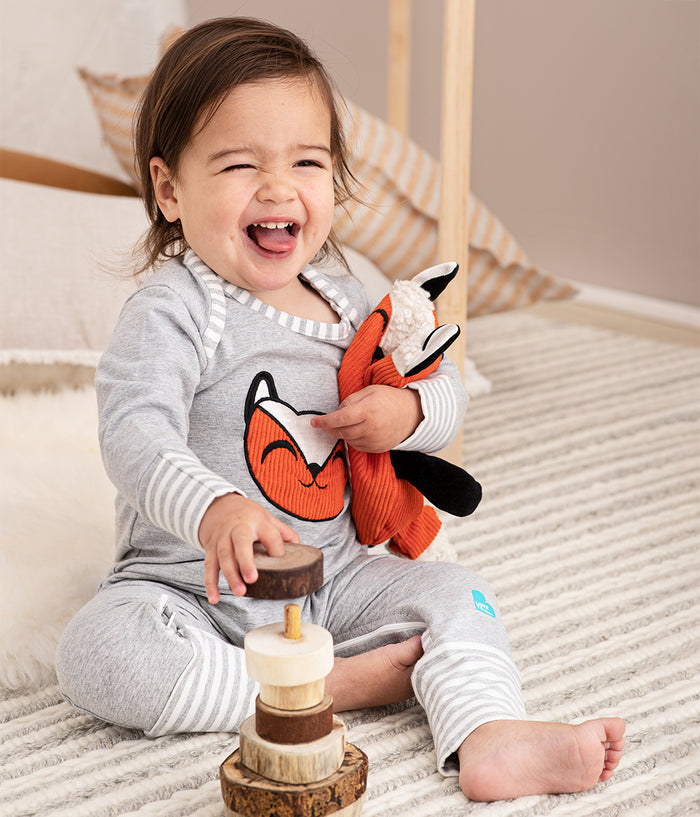 Self-Soothing Footless Romper Cotton Orange Lyric The Fox™