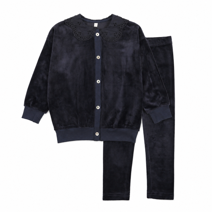 Shabbos Essentials Lace Collar Cardigan Pj - Girls