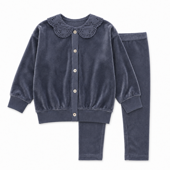 Shabbos Essentials Lace Collar Cardigan Pj - Girls