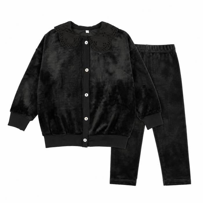 Shabbos Essentials Lace Collar Cardigan Pj - Girls