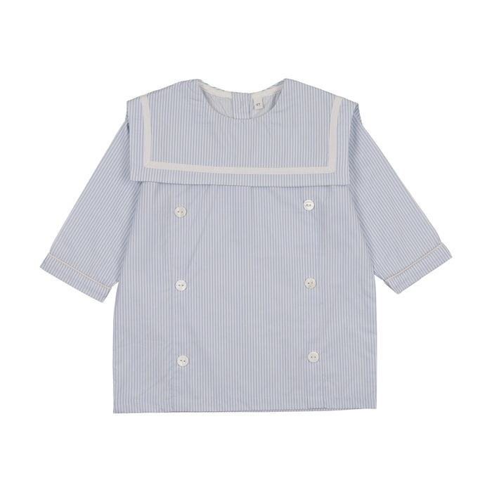 Shabbos Sailor Stripe Peter Pan Shabbos Shirt - Girl