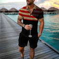 Shadow Stripes Polo Shirt And Shorts Matching Set