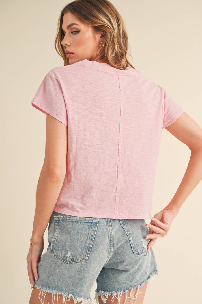 Short Sleeve V Neck Oat