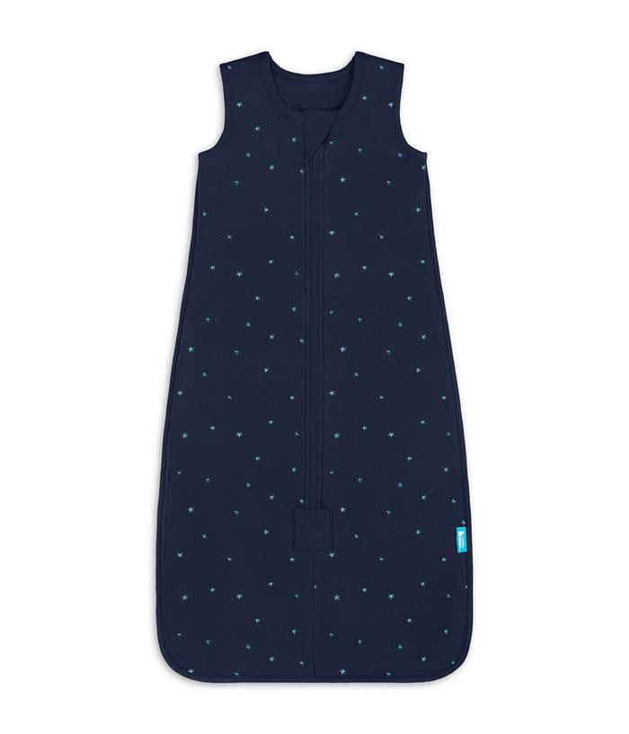 Sleep Bag Sleeveless 1.5 TOG Cotton Fleece Navy Twinkle Embroidery