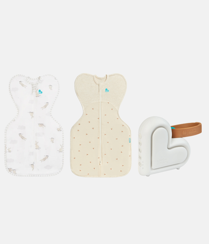 Sleep Machine Swaddle Up Starter Bundle | 1.0 | 1.5 TOG | White Cloud Bunnies | Oatmeal