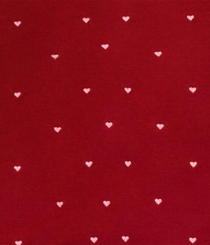 Sleep Suit Long Sleeve 1.5 TOG Cotton Fleece Maroon Hearts Embroidery